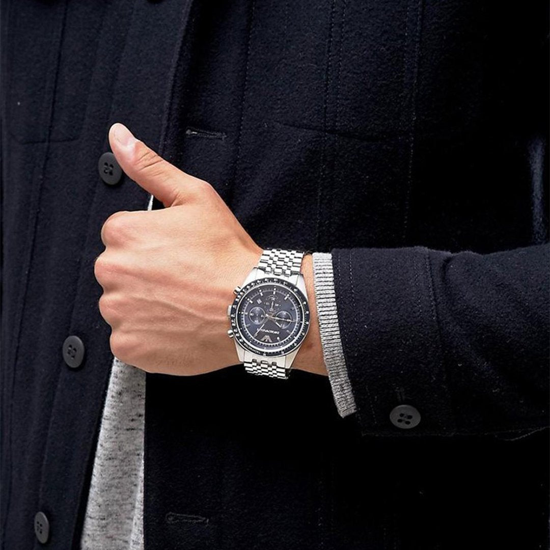 Emporio Armani Sportivo Chronograph Black Dial Silver Steel Strap Watch For Men - AR5984 main image 1